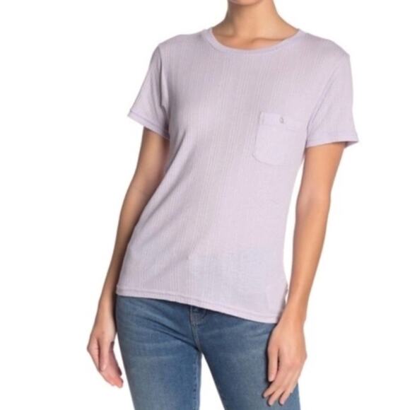 Current/Elliott Purple Ribbed Short Sleeve Tee Sz L NWOT - Picture 1 of 11